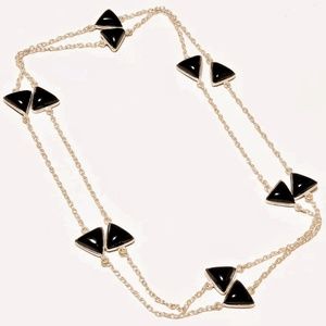Triangle Onyx Station Necklace 70 cts! Silver 925